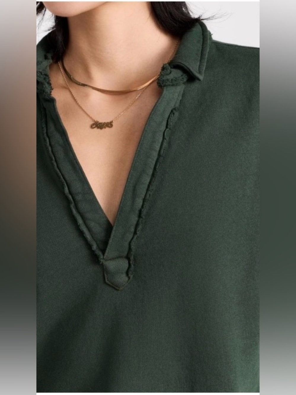 NWOT Frank & Eileen Patrick Popover Henley in a Rosemary Green color size L - Picture 3 of 7
